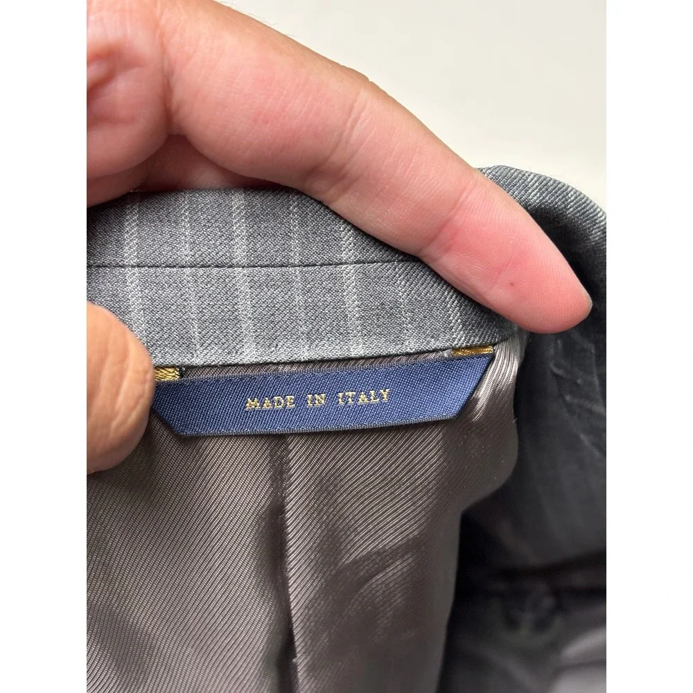 Brooks Brothers x Vitale Barberis 1818 Regent Grey Pinstripe Wool Mens 43R Italy